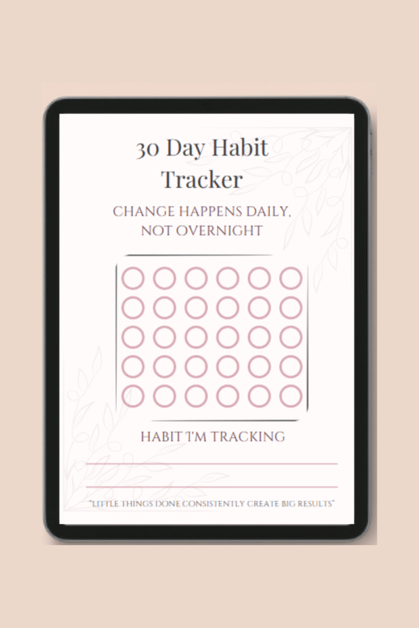 In Bloom Digital Planner – Habit Tracker Page Preview 6×9 printable digital productivity planner page with sections for priorities, schedule, gratitude, and affirmations in a soft, feminine design.
