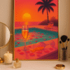 Sunset Romance by the Pool Romantic Poolside Sunset Art Print