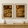 Vintage Still Life with Soft Warmth Cozy vintage printable wall art set featuring letters, books, and candlelight – perfect for romantic reading corners