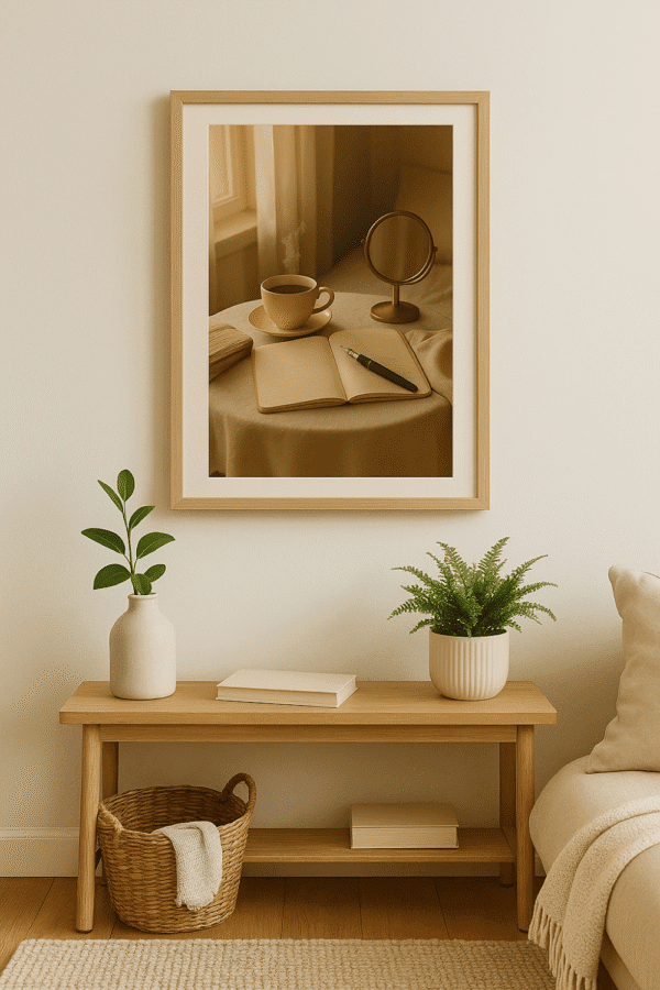 Warm Neutral Reading Nook – Minimalist Wall Art & Cozy Room Decor Inspiration A Quiet Morning