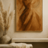 Abstract Serenity with Pampas Grass Where Earth Breathes – a digital earth tone abstract wall art print featuring warm clay, beige, and brown tones with soft swirling movement, ideal for modern and minimalist interiors