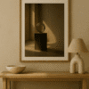 Minimalist Interior with Artistic Touch Close‑up of sunlit glass ring sculpture highlighting reflections and smooth surface