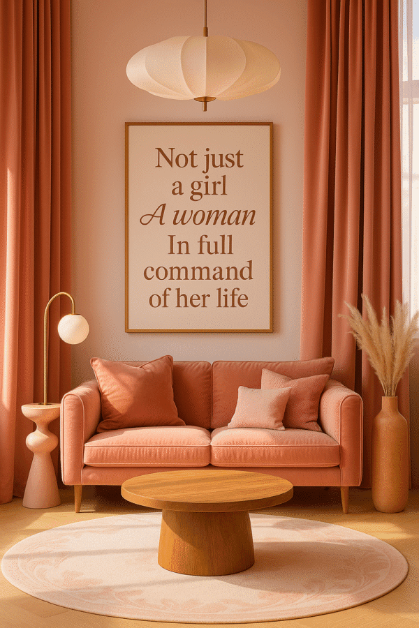Pink Oasis of Comfort and Empowerment Feminine printable artwork with empowering message for modern interiors