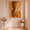 Serene Hallway with Soft Lighting Where Earth Breathes – a digital earth tone abstract wall art print featuring warm clay, beige, and brown tones with soft swirling movement, ideal for modern and minimalist interiors
