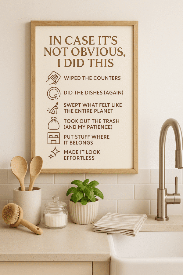 Funny Kitchen Chore Art Print Minimalist Kitchen Decor Under  Effortless Homemaker funny rustic farmhouse kitchen wall art print