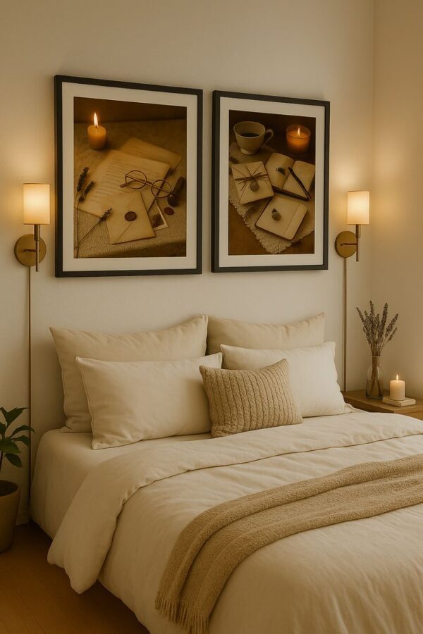 Warm bedroom aesthetic, classy bedroom, bedroom ideas, bedroom decor, modern bedroom Cozy Vintage Printable Wall Art Set