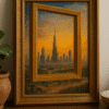 Dubai Frame Digital Art Print Sunset Dubai Skyline Printable Dubai Frame at Sunset digital art print of Burj Khalifa and Dubai skyline at golden hour