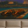 Formula 1 Digital Art Print in living room Formula 1 digital art print – night racing cars under lights