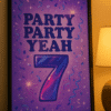 K-Pop Aesthetic Decor BTS Inspired Party Party Yeah Digital Wall Print Party Party Yeah wall art printable in bold purple and neon pop art style with confetti accents.
